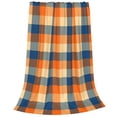 thumbnail image 2 of Balery Warm Orange Plaid Manta de Felpa Suave y Acogedora – Cobija de Franela Aterciopelada para Cama, Lavable y Cálida para Sofá, Mascotas, Transpirable-60"x50", 2 of 7