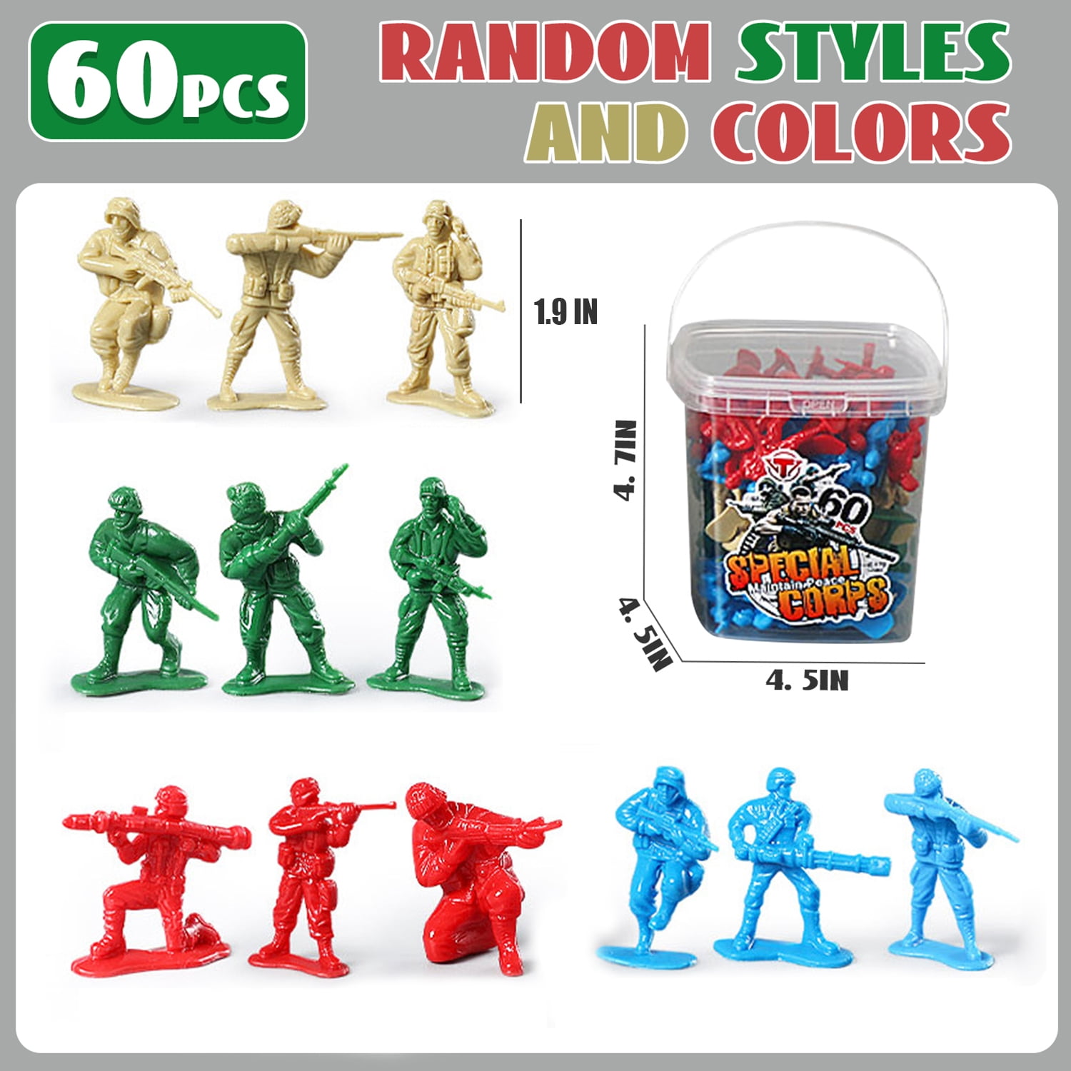 60 Pcs Army Men Toy, Toy Soldiers Action Figures for Boys, Military Toys for Boys 3-6 Years