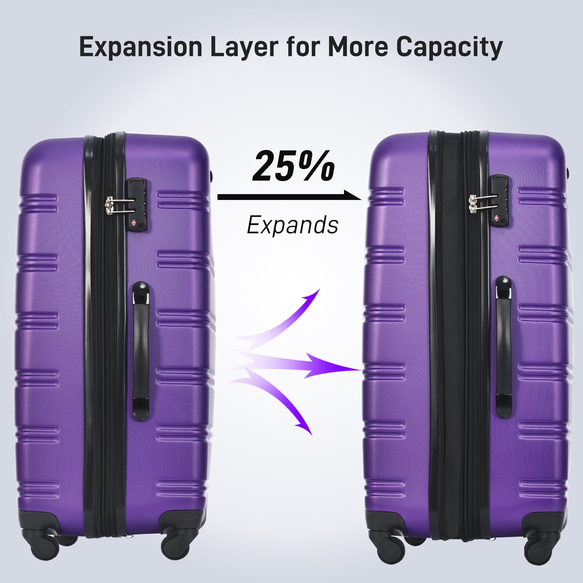 Euroco 13 Piece Luggage Sets, Expandable Hardshell Suitcase Set with TSA Lock,Spinner Wheels and 9 Bags,Lightweight Carry On Travel Luggage,Checked Suitcase for Men Women(16"/20"/24"/28"),Purple