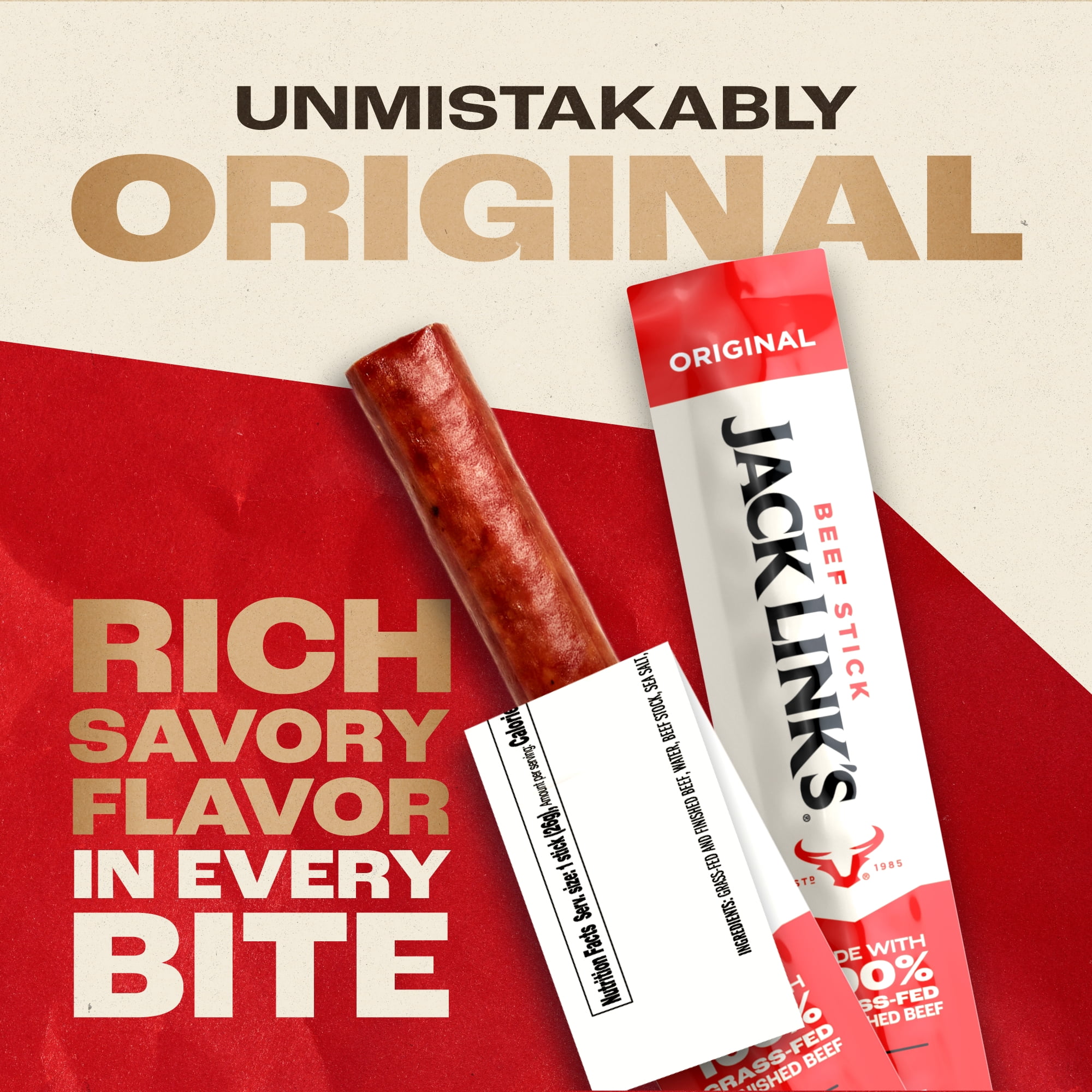 Jack Link’s Grass-Fed & Finished Original Beef Sticks, 9.2 Ounce, 10 count bag