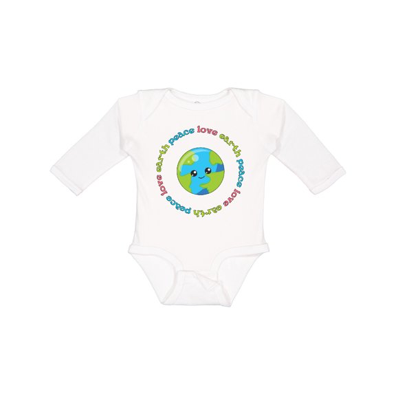 Inktastic Peace Love Earth Boys or Girls Long Sleeve Baby Bodysuit