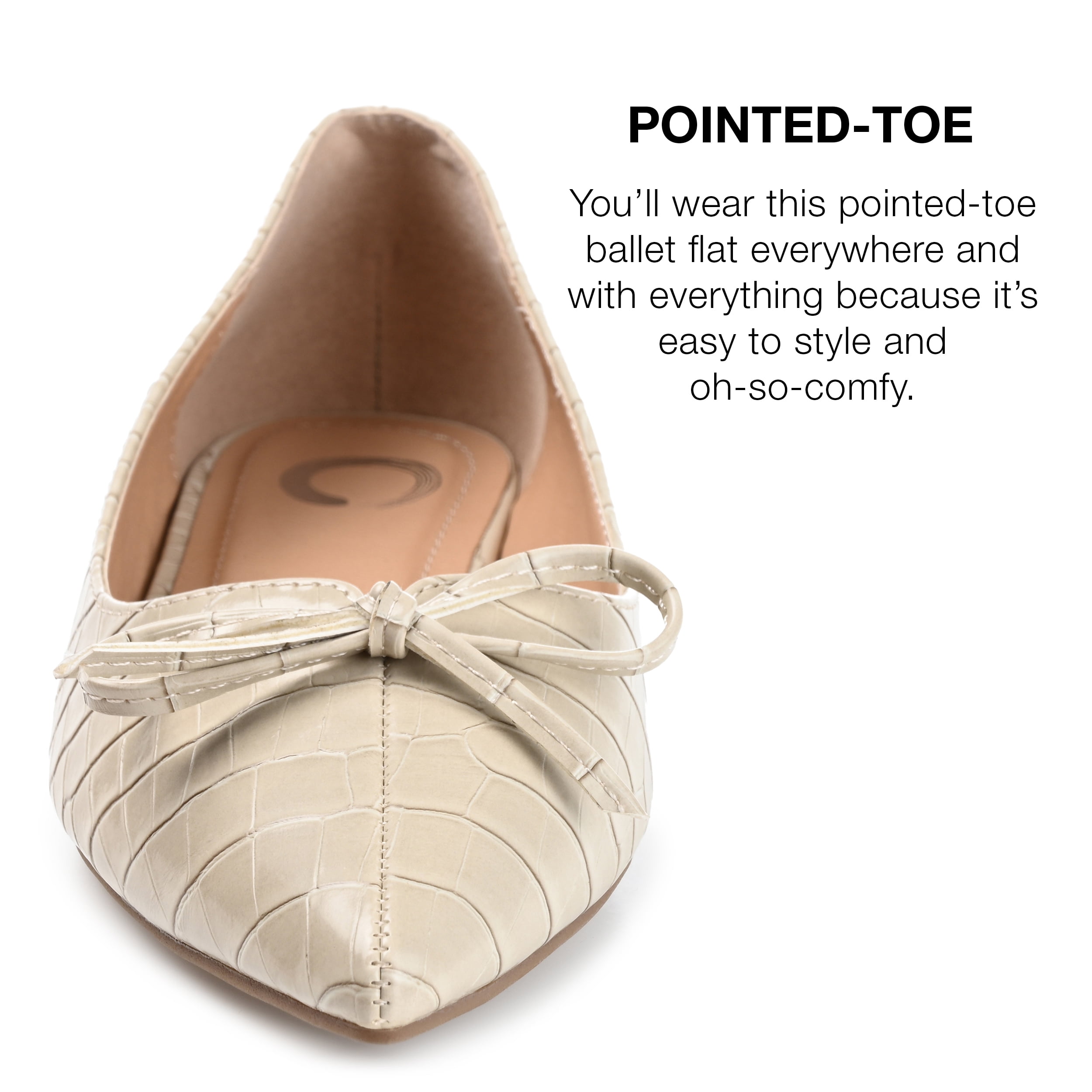 Journee Collection Womens Devalyn Ballet Pointed Toe Slip On Flats