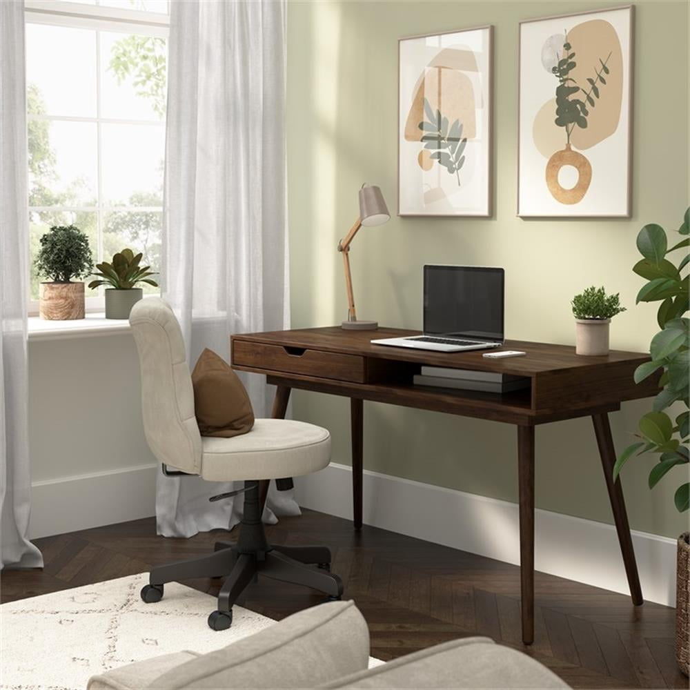Nora 54W Writing Desk in Dark Walnut by Bush Furniture - Engineered Wood