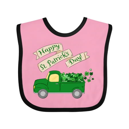 

Inktastic Happy St. Patrick s Day Green Truck with Clovers Gift Baby Boy or Baby Girl Bib