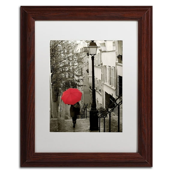 Trademark Fine Art "Paris Stroll II" Canvas Art by Sue Schlabach, White Matte, Wood Frame
