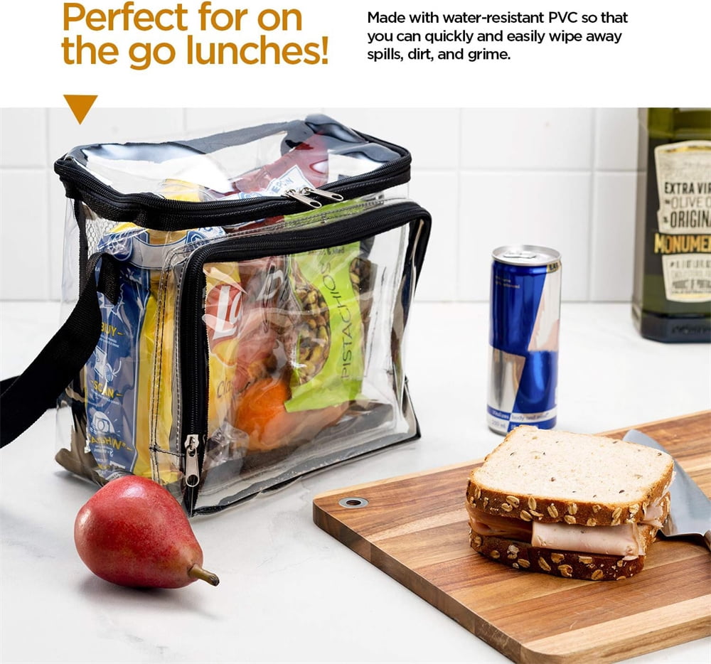 NOGIS Stadium Approved Clear Tote Bag with Adjustable Strap, Front Storage Compartment, and Mesh Pockets - See Through Zippered Clear lunch Bags for Work, School, Concerts