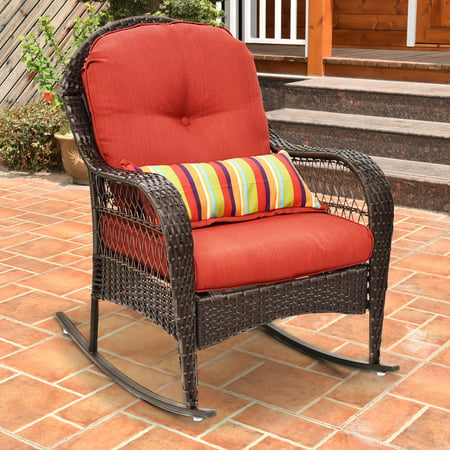 Costway Outdoor Wicker Rocking Chair Porch Deck Rocker Patio Furniture ...