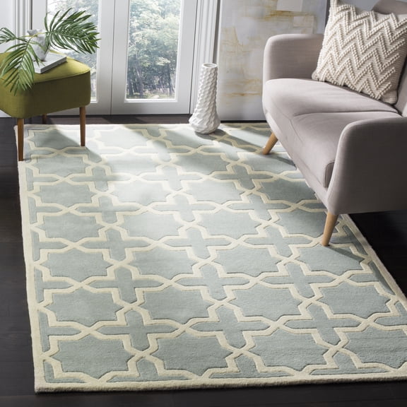 SAFAVIEH Chatham Giovanni Geometric Wool Area Rug, Gray/Ivory, 4' x 6'
