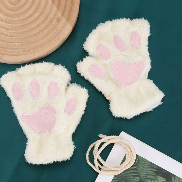 Enqiretly Cute Cat Paw Gloves Adorable And Functional For Pet Owners  Comfortable To Wear Fingerless Gloves black