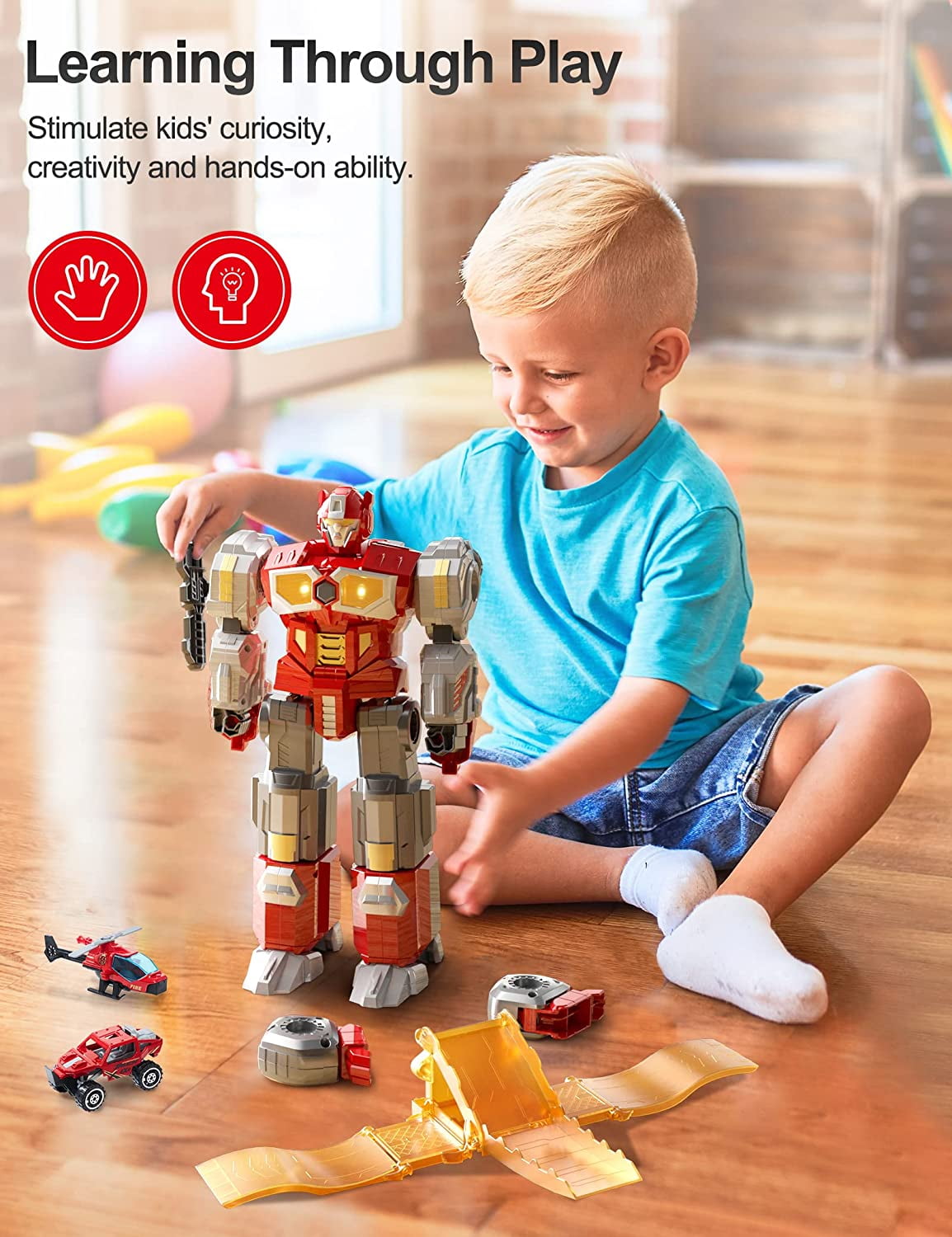 Miebely Deformation Toys - Magnetic Assembling Dinosaur Robot Toys for Kids All-in-One Design Transforming Animals,Including Battle,Cars, Airplane Models