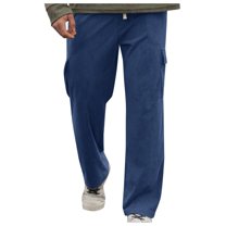 Mens Corduroy Pants Casual Straight Leg Pleated Dress Pants
