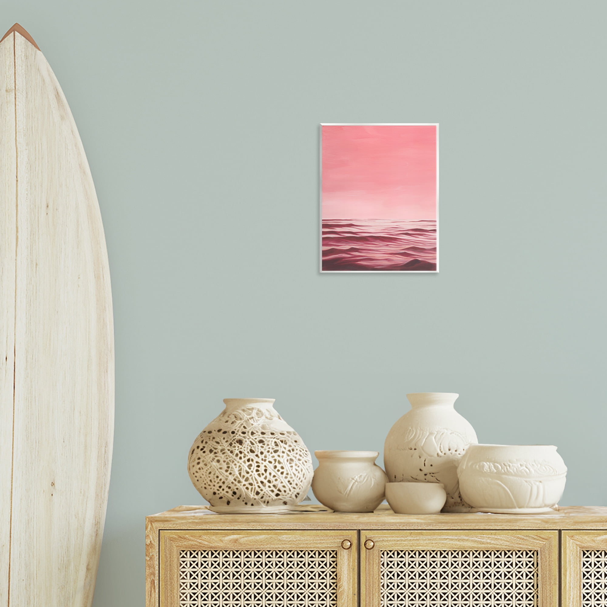 Stupell Industries Pink Ocean Ripples Coastal Painting Unframed Art Print Wall Art, 11 x 14