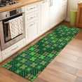 thumbnail image 2 of Saint Patrick's Day 2'x6' Runner Rugs for Hallway Kitchen Bedside Non Slip Washable, Country Green Plaid Shamrock Clovers Entryway Rug Runners with Rubber Backing, Long Carpet Runner for Laundry Room, 2 of 8