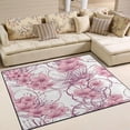 thumbnail image 2 of Pink Flower Non-Slip Runner Rug Washable Soft Absorbent Living Room Rugs for Bedroom 80x58 Inches Home Decor, 2 of 7