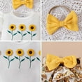 thumbnail image 4 of Glisme Casual Girls Clothing Set Knit Floral Short Sleeve Romper Set With Lace Trim Triangle Shorts & Footies Size 9-12 Months Yellow Outfits Set For Girl, 4 of 8