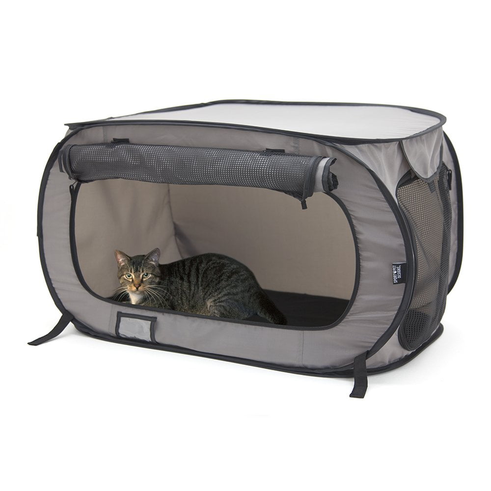 Sport Pet Large Soft Sided Cat Carrier Kennel, Gray, 32"