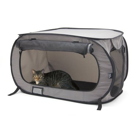 SportPet Designs Large Soft Sided Cat Carrier Kennel, Gray, 32-in