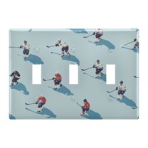 Yayeee Toggle Light Switch Wall Plate 3-Gang 6.37"x4.48" Decorative Outlet Cover, Blue Ice Hockey
