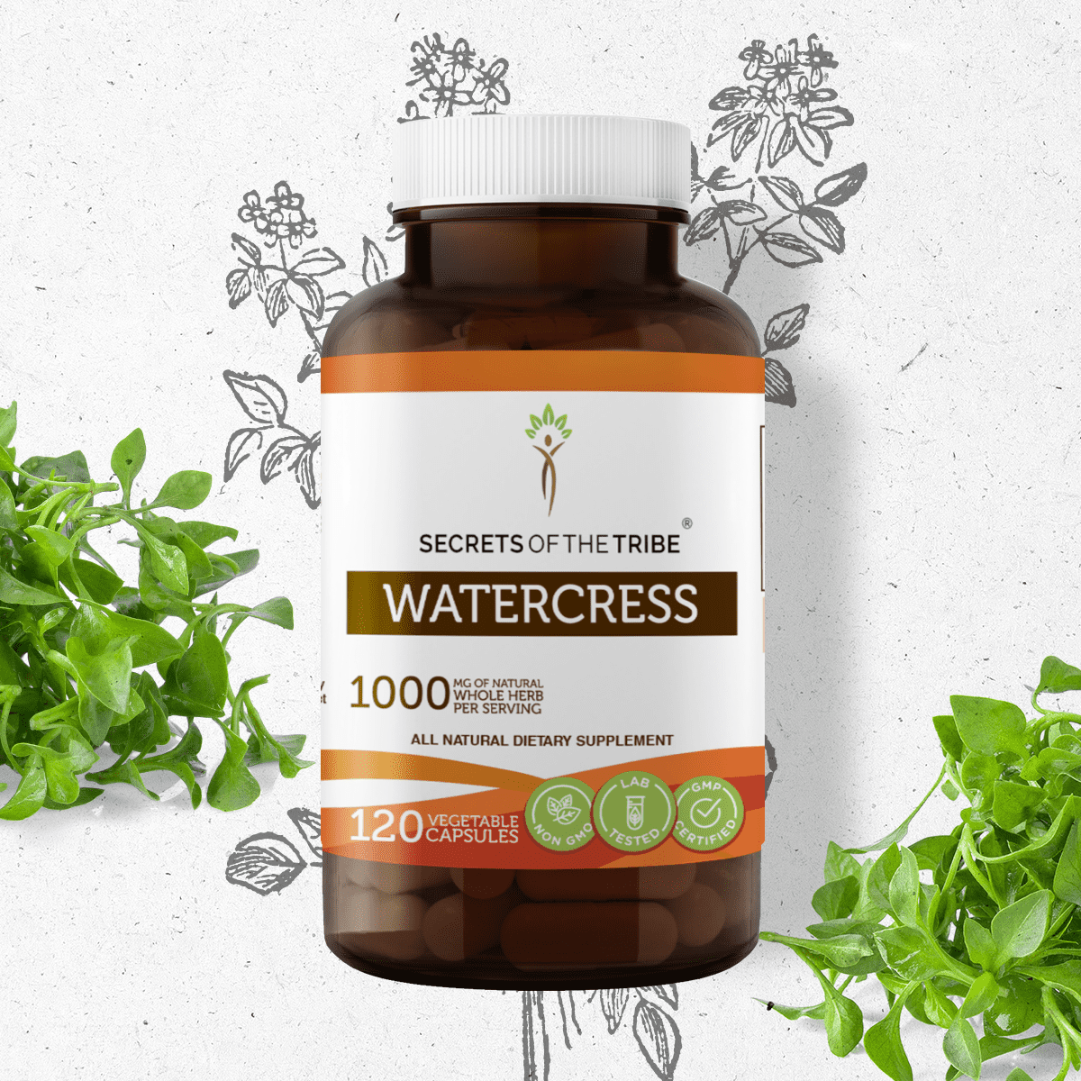 Secrets of the Tribe Watercress 120 Capsules, 500 mg, Organic