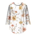 thumbnail image 7 of Jsaierl Women's 3/4 Sleeve Tops Summer Round Neck Shirts Trendy Graphic Petite Pleated Blouses Flowy Dressy Tunic Top S-2XL, 7 of 7
