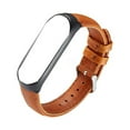 thumbnail image 4 of EeaseMX Correa de cuero para reloj, deportiva, minimalista, compatible con Miband 4 (marco negro, cuero marrón)., 4 of 7