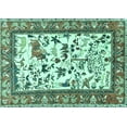 thumbnail image 1 of Ahgly Company Machine Washable Indoor Rectangle Animal Turquoise Blue Traditional Area Rugs, 8' x 10', 1 of 4