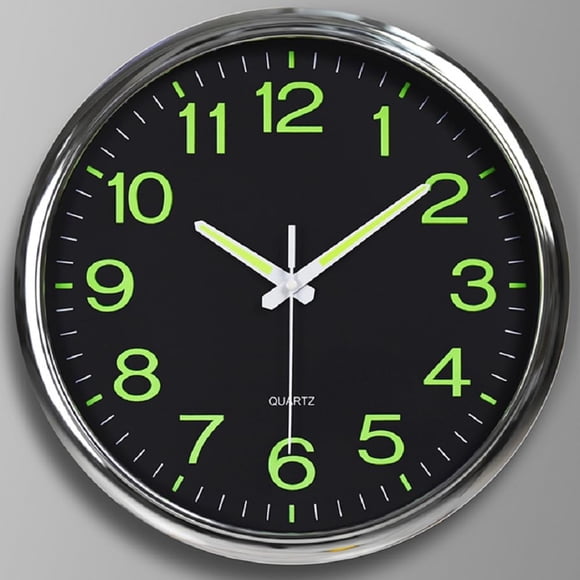 BERGUF 12 Inch Night Light Wall Clock, Silent Non-Ticking Quartz Wall Clocks, Large Luminous Function Numbers and Hands, Easy to Read Both Day and Night (Black)