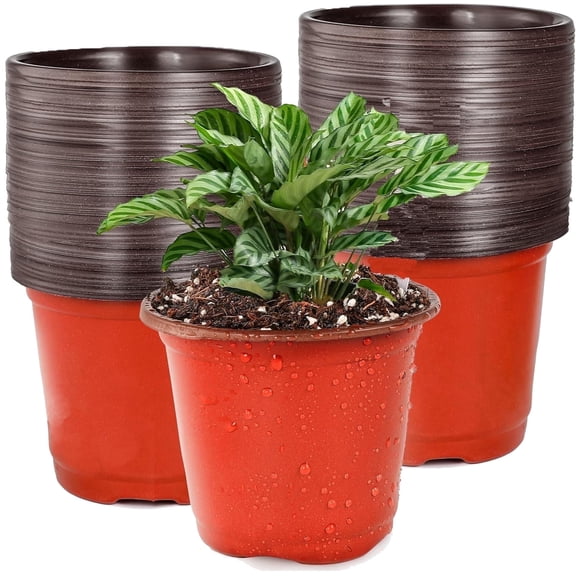 100 Pcs Nursery Pots for Plants,Small Plastic Plant Nursery Pot,4" Plant Pot for Planting Plastic Seedling Pots with Drainage Holes Seed Starter Pot (Red)