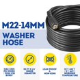 thumbnail image 2 of Pressure Washer Hose 50 FT 1/4" Kink Free M22 14/15mm Brass Power Washer Hose Replacement for Karcher Elitech Interskol Huter & More High PressureWashers, 2 of 9