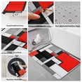 thumbnail image 6 of Black Red Geometric Bath Mat 3 Piece Bathroom Rug Set, Red White Abstract Art Modern Non Slip Bath Rug Contour Mat and Toilet Lid Cover, Absorbent Shower Mats Soft Bath Rugs and Mats Sets, 6 of 8