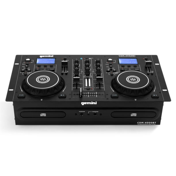 Gemini Sound CDM-4000BT: Combo de mezclador y reproductor de CD para DJ todo en uno con Bluetooth, ideal para aspirantes a DJ, CD/USB dual para uso doméstico y en eventos, controles fáciles de usar co