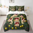 thumbnail image 2 of Homewish Cartoon Christmas Cabin Twin Bedding Sets 7-Piece for Kids, Winter Xmas Tree Bedding Comforter Set, Dreamy Fairy Tale Reversible Sheet Sets, Lightweight Room Decor, 2 of 7