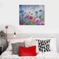 thumbnail image 5 of ERAPDAUR  Purple Floral Flowers Canvas Wall Art Pink Botanical Butterfly Painting Watercolor Landscape Picture Large Artwork for Bedroom Bathroom Living Room Farmhouse Office Home  16x12in, 5 of 6