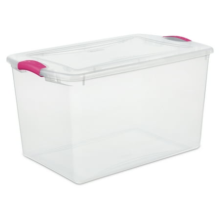 Sterilite, 66 Qt./62 L Latch Box, Fuchsia Burst
