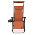 thumbnail image 6 of Bliss Hammocks 26" Wide Zero Gravity Chair w/ Canopy, Pillow, & Drink Tray , Outdoor, Lawn, Deck, Patio , Foladable, Adjustable Lounge Chair, Weather & Rust Resistant , 300 Lbs Capacity-Terracotta, 6 of 6