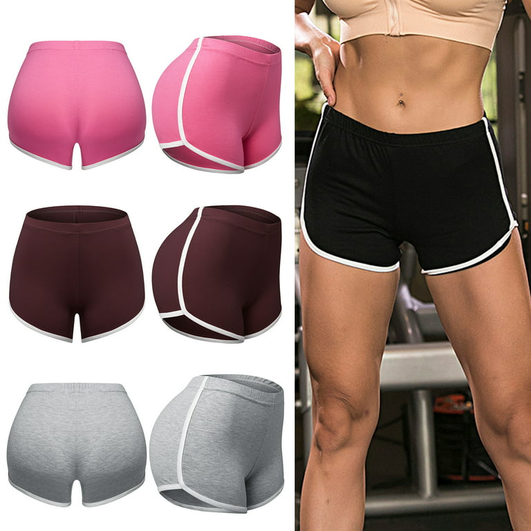 Yoga Short Pants for Women, Summer Running Athletic Shorts Women Dance Gym  Workout Elastic Waist Shorts, Red, XL