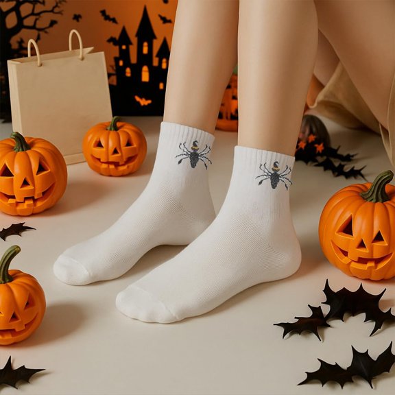 HuangHuanChen Ankle Socks for Women 2 Pairs Funny Novelty Crazy Cute Embroidered Pattern Breathable Casual Socks Summer Daily Sports Wear Crew Socks for Women One Size