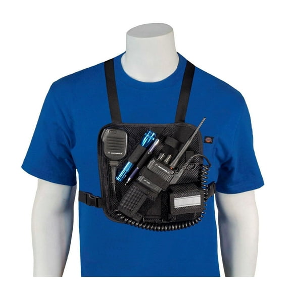 Holsterguy RCH-201M (Mesh) Radio Shoulder Holster Adjustable Chest Pack for Motorola ICOM Vertex Two-Way Radios and Walkie Talkies. Made in USA Black