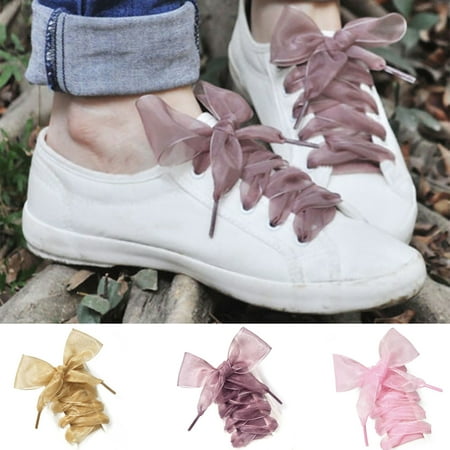 

SPRING PARK 1 Pair 110cm Solid Color Wide Flat Shoelace Shoelaces Shoe Lace cord Sneakers