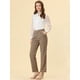 thumbnail image 3 of INSPIRE CHIC Pantalones a cuadros casuales para mujer, bolsillos, pierna recta, trabajo, oficina, pantalones Beige Marrón Claro M, 3 of 5