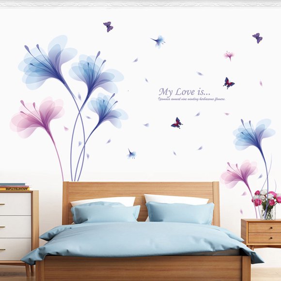 Wall Sticker Creative Orchid Letter Butterfly Decor Wall Art Decal Wall Decor