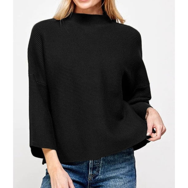 ICHUANYI Clearance Women's Winter European American Pullover Loose Women's Knitting Shirt 9/4 Sleeve Solid Color Sweater Women's Top Shirt ICHUANYI "ICHUANYI"