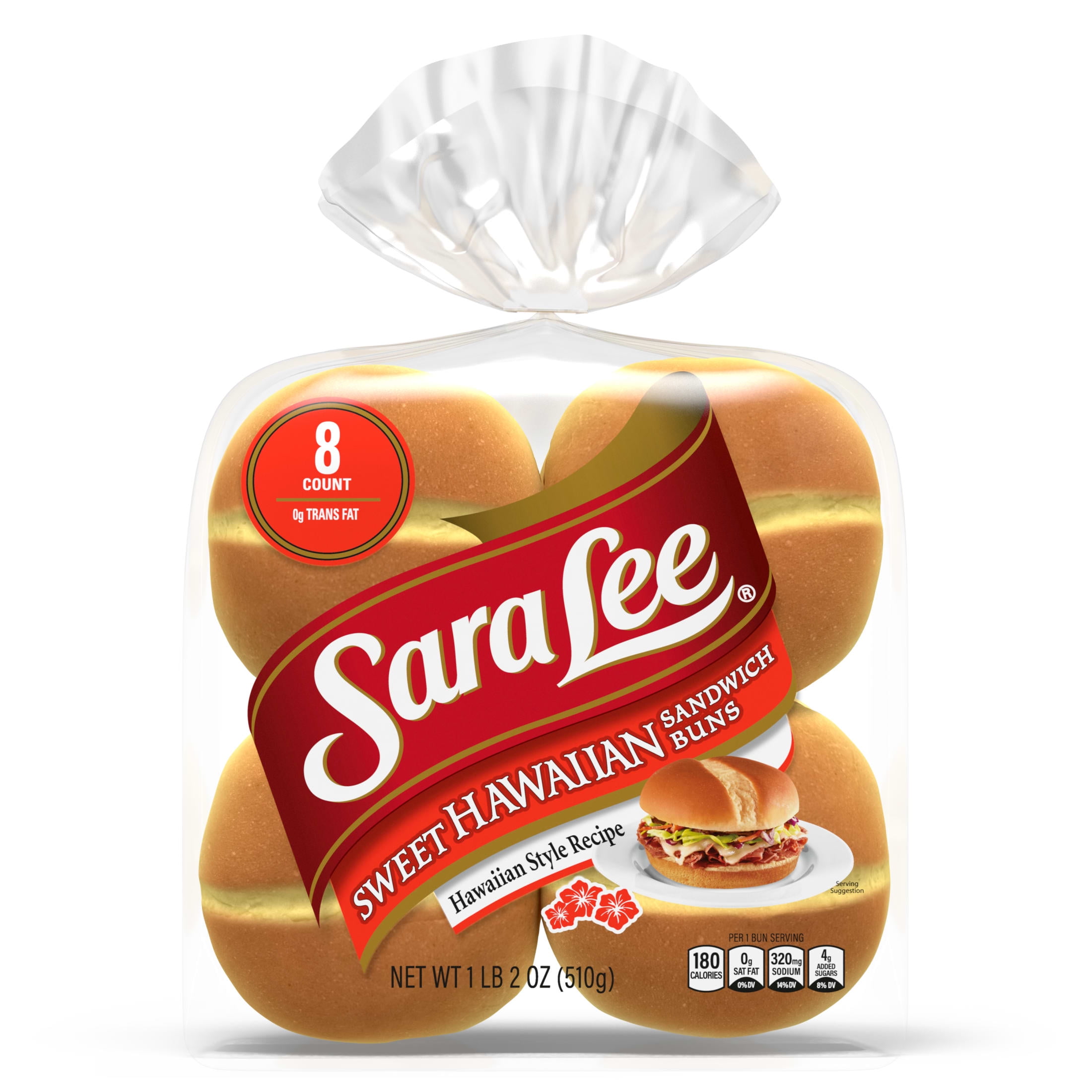 Sara Lee Hawaiian Sandwich Buns, 8 count, Hamburger Buns, 18 oz Bag