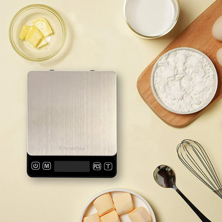 KitchenTour Digital Kitchen Scale - 3000g/0.1g High Accuracy Precision  Multifunction Food Meat Pocket Scale with Back-Lit LCD Display(Batteries