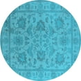 thumbnail image 1 of Ahgly Company Indoor Round Oriental Light Blue Industrial Area Rugs, 7' Round, 1 of 4