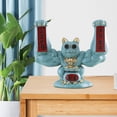 thumbnail image 4 of Estatuilla creativa de , escultura de resina, estatua coleccionable divertida para el hogar, la Oficina, el escritorio, la decoración Azul mayimx Figura de gato de la suerte, 4 of 6