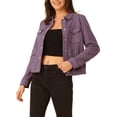 thumbnail image 4 of INSPIRE CHIC Women's Turn-Down Collar Flap Pockets Snap Button Faux Suede Jacket XL Gray Purple, 4 of 6