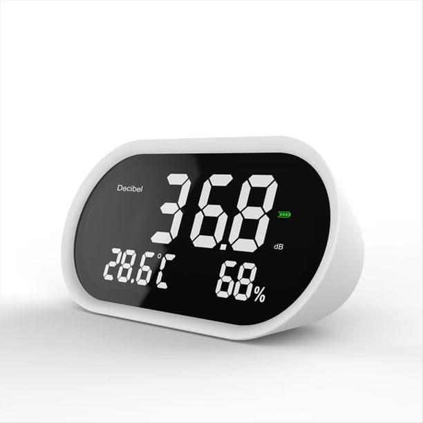 Medidor de Temperatura , Humedad y Ruido con Pantalla Digital y Medidor de Decibelios. Sonómetro.