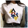 thumbnail image 5 of Ichuanyi Women's Fashion HarAjuku Female Geometric Graphic Print Blouse Short Sleeve Round Neck Loose T-shirt Tops, 5 of 9