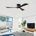 thumbnail image 5 of 52" Flush Mount Solid Wood Blades Ceiling Fan with Lights Remote Control,Quiet DC Motor, 6 Speed ,Reversible Ceiling Fan for Patio Living Room, Bedroom, Office,Indoor.(Matte Black), 5 of 14